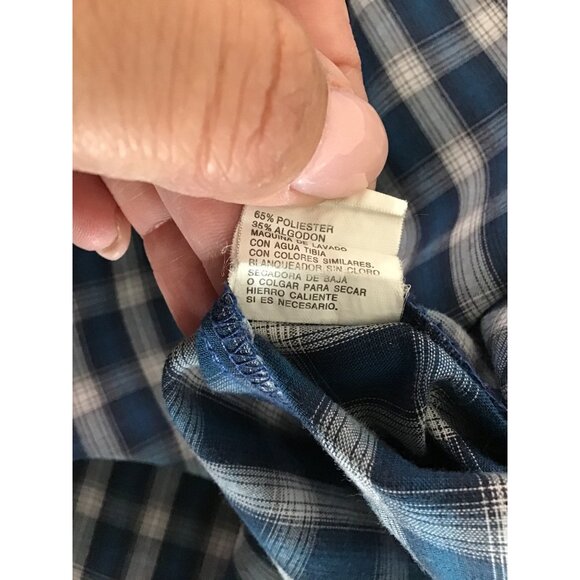 ELY CATTLEMAN -MENS BLUE PLAID BUTTON-DOWN SHORT SLEEVE TALL MAN SHIRT SIZE 2XLT - Picture 7 of 7